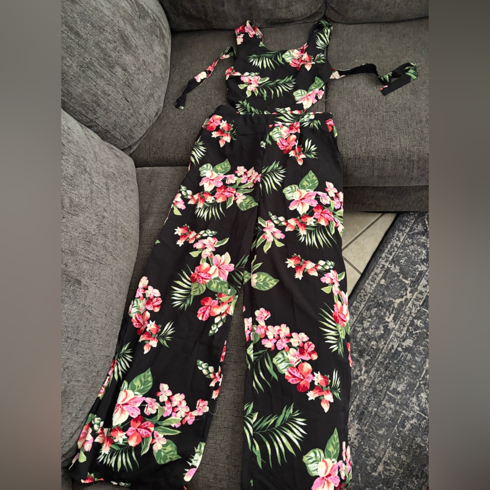 Floral Black Jumpsuit